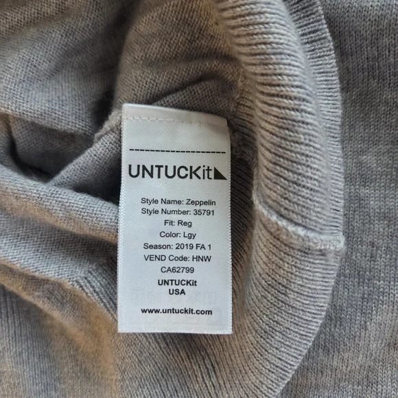 100% Merino Wool Extra Fine Untuckit Gray Crewneck Sweater XL - Picture 4 of 7